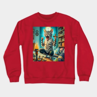 yoga laughing cat dream nightmare Crewneck Sweatshirt